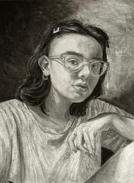 Self portrait, 2024 Self portrait of the artist done with charcoal on paper